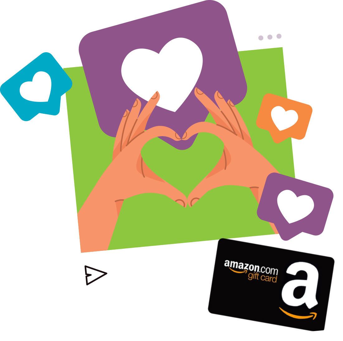 Heart hands image with Amazon card