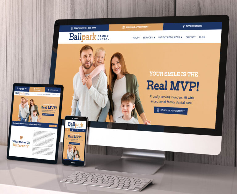 Ballpark Family Dental website screenshot