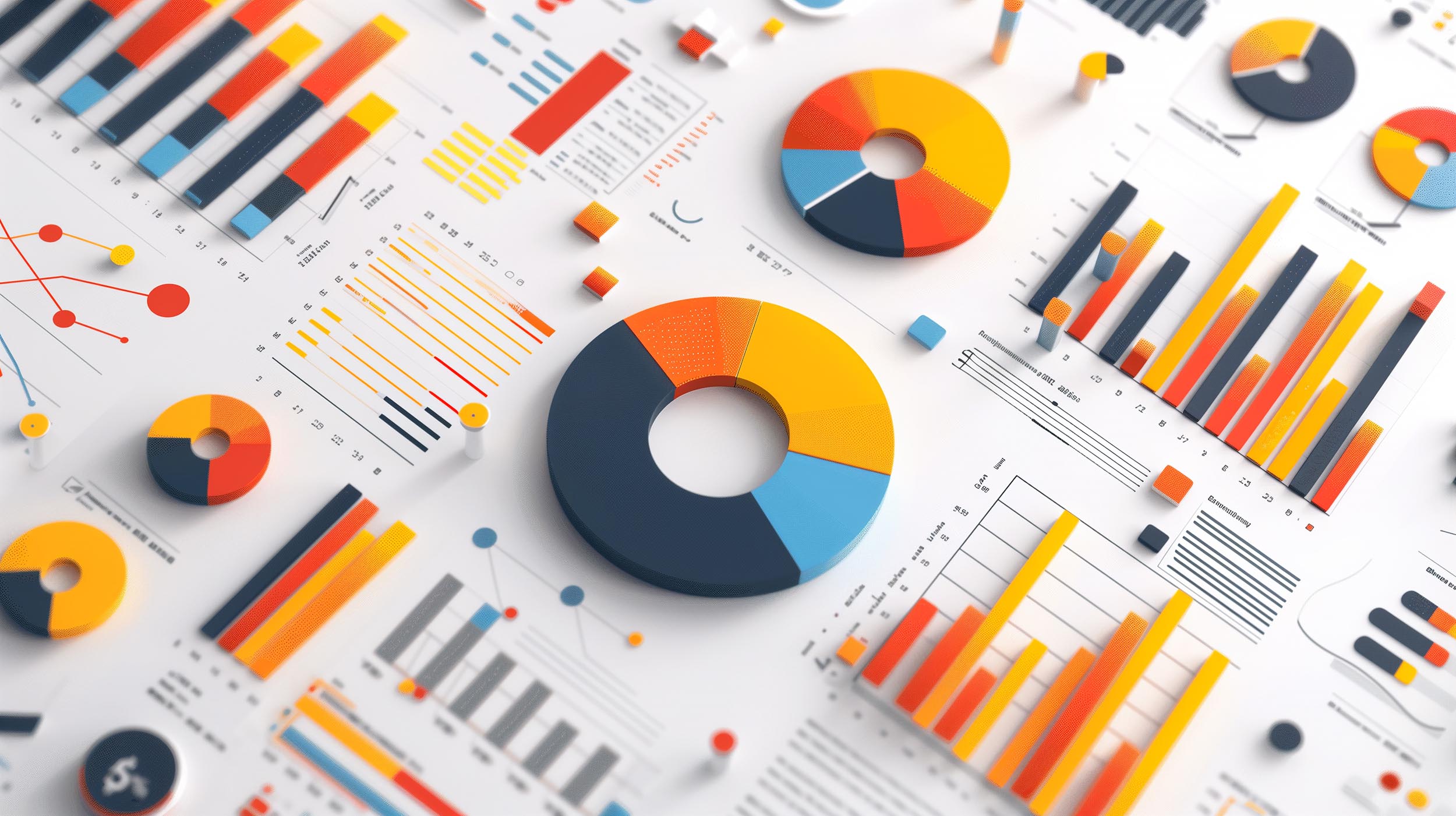 business statistics info graphics, pie charts, bar graphs, and n